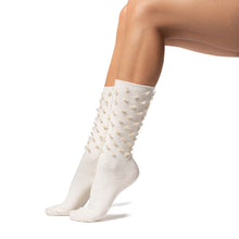 Load image into Gallery viewer, ROMY CALZA CORTA IN COTONE SOFT CON SIMPATICO RICAMO IN LUREX