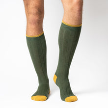 Load image into Gallery viewer, BICOLOR CALZA LUNGA A COSTE IN LANA E CASHMERE CON DETTAGLI BICOLORE